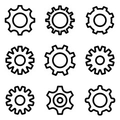 Set of gear icon. symbol of setting or configuration with trendy flat line style icon for web, logo, app, UI design. isolated on white background. vector illustration eps 10