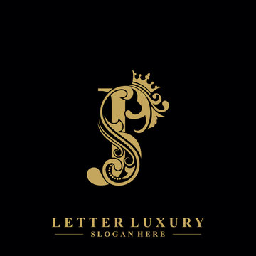 Initial Letter J Luxury Beauty Flourishes Ornament With Crown Logo Template.