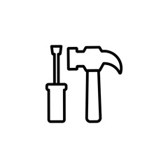 Isolated screwdriver and hammer icon line vector design