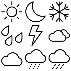 Set of Weather icon with trendy flat style icon for web, logo, app, UI design. isolated on white background. vector illustration eps 10