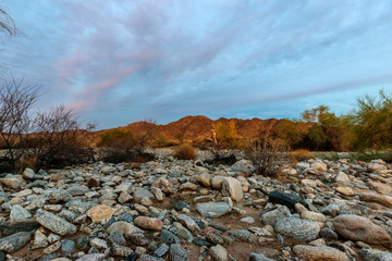 Desert Wash Mountain Sunset Arizona Dusk Sunset