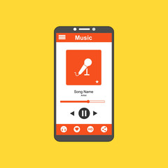 Vector illustration of music player flat design , UI design concept with icons and web elements
