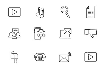 network social media icons set line style
