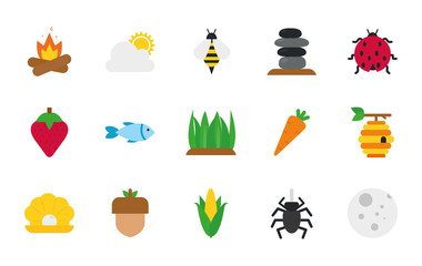 four season weather related icons set
