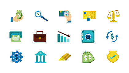 finance business icons set on white background