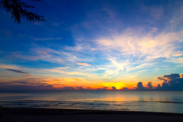 Sunrise morning beautiful with sky at beach Ban Krut
