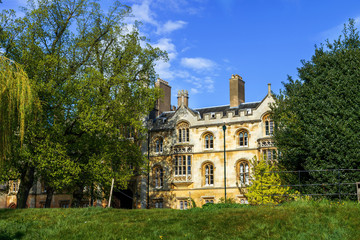 Fototapeta na wymiar Cambridge University building in United Kingdom of Great Britain