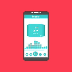 Music player app interface vector color template for website and mobile app