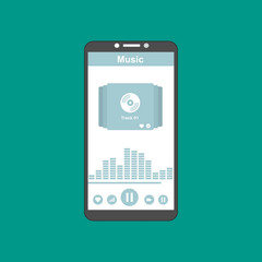 Music player app interface vector color template for website and mobile app