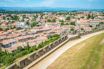 View of Carcassonne from the fortress - Languedoc, France