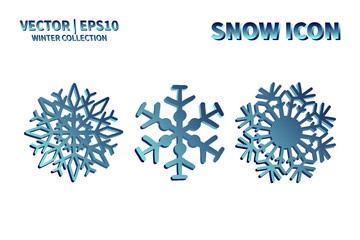 Snowflake vector icon set. Christmas and winter snow flake element collection. Isolated flat new year holiday decoration illustration template. Cold weather object design silhouette symbol