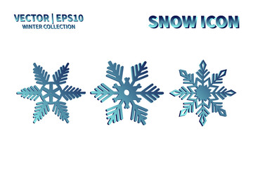 Snowflake vector icon set. Christmas and winter snow flake element collection. Isolated flat new year holiday decoration illustration template. Cold weather object design silhouette symbol