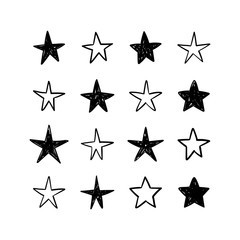 Star doodles collection. Hand drawn stars.