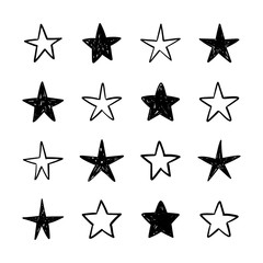 Star doodles collection. Hand drawn stars.