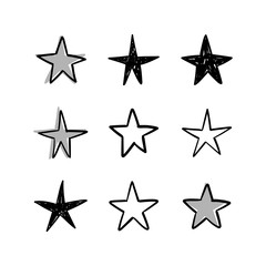 Fototapeta premium Star doodles collection. Hand drawn stars.