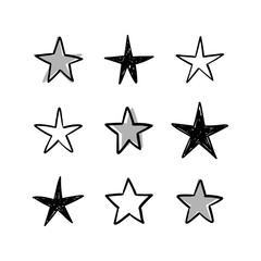 Obraz premium Star doodles collection. Hand drawn stars.