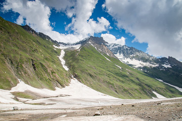 Beautiful mountain summer glacier  sking of zero points, Jammu and Kashmir state, India