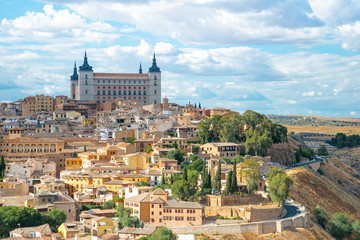 Toledo cityscape. Toledo is capital of province of Toledo (70 km south of Madrid), Spain. It was declared a World Heritage Site by UNESCO in 1986.