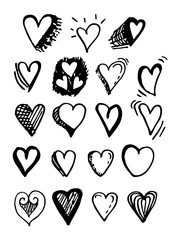 hand drawn love. doodle set of heart icon design element. Logo element illustration. Love symbol icon