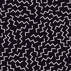 Vector seamless pattern with geometric strokes elements. Memphis geometric outline trendy modern style. 