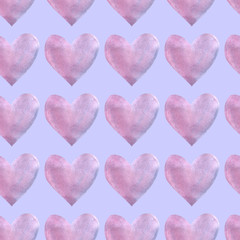 Obraz premium Seamless pattern with watercolor hearts. Romantic love hand drawn backgrounds texture. For greeting cards, wrapping paper, packaging, wedding, birthday, fabric, textile, Valentine's Day, mother's Day