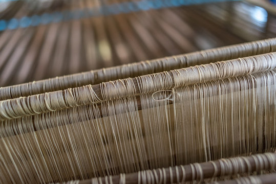 Traditional weaving wooden machine in Cambodia 