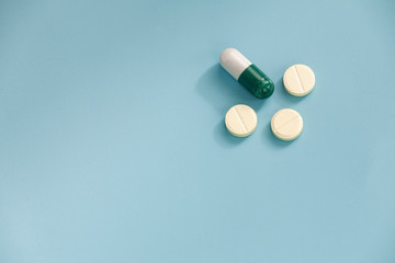 pills on white background