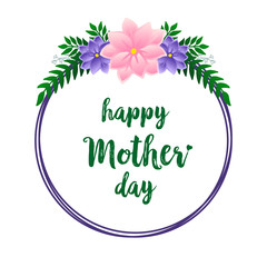 Fototapeta na wymiar Greeting card or banner for happy mother day, with graphic art of colorful flower frame. Vector