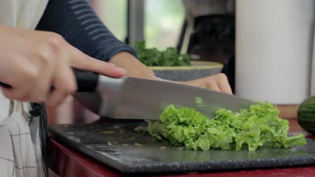 Prepairing a salad for lunch