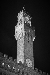 Palazzo Vecchio tower at night III Black/White
