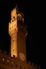 Fototapeta na wymiar Palazzo Vecchio tower at night I