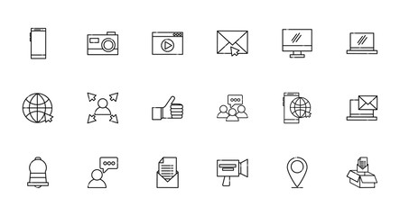 network social media icons set line style
