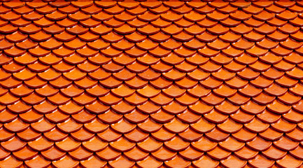 The traditional spherical orange roof surface image of a Thai temple