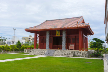 Shiseibyo shrine and blue sky in Naha, Okinawa, Japan
