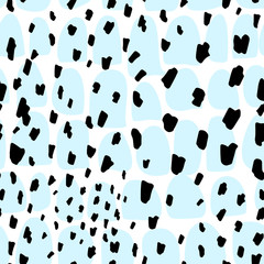 Vector seamless pattern with calligraphic brush strokes and dots. Hand drawn stripes and dash. 