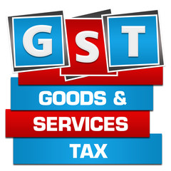 GST - Goods And Services Tax Red Blue Blocks Bottom Text 