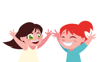 Isolated girls cartoons vector design