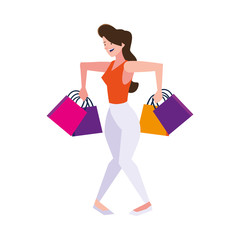 avatar woman shopping vector design