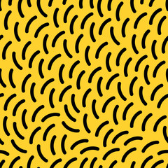 Vector seamless pattern with geometric strokes elements. Memphis geometric outline trendy modern style. 