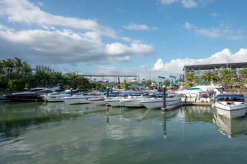 Fototapeta na wymiar Yachts parking in harbor