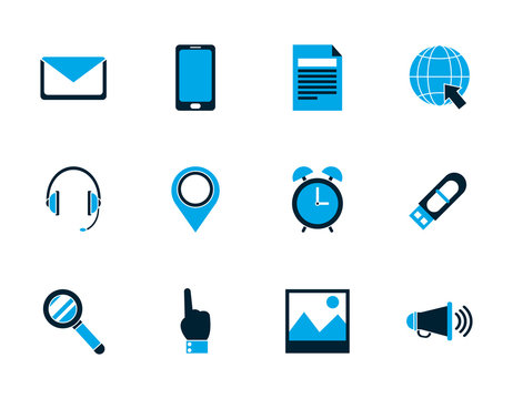 internet of things collection icons blue style
