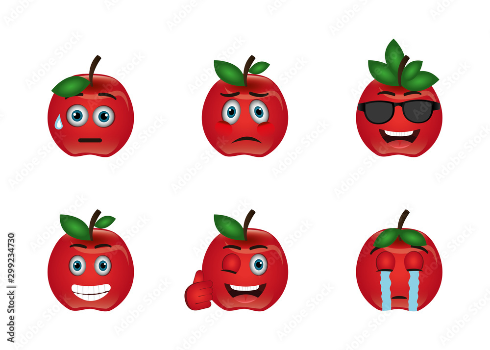 Canvas Prints bundle of emoticons apples expressions vector illustration design