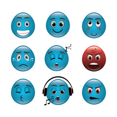 bundle of emoticons with expressions vector illustration design