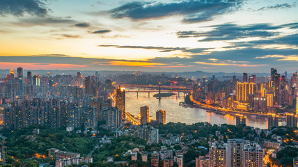 Fototapeta premium Night view of Chongqing Architecture and urban skyline..