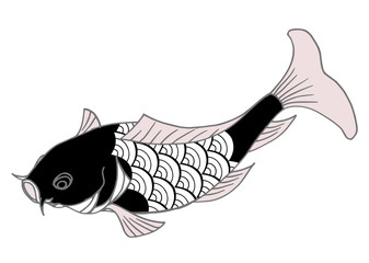 鯉をモチーフに和紋様をあしらった和柄カット