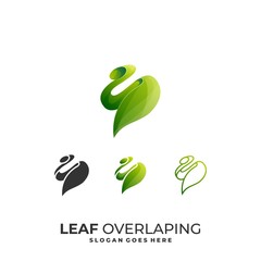 Abstract Leaf Overlap Illustration Vector Design Template.