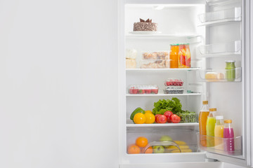  white fridge with different food
