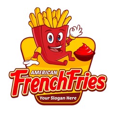 Fast Food American French Fries Logo Cartoon, template logo design