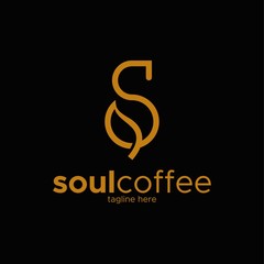 letter S for soul coffee logo design unique