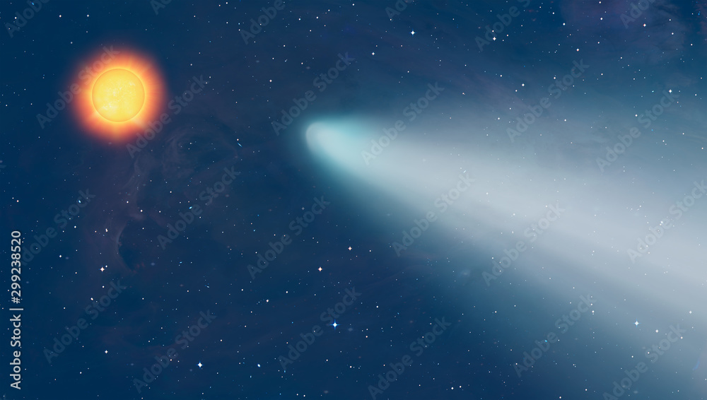 Aufkleber comet on the space with sun (solar) 